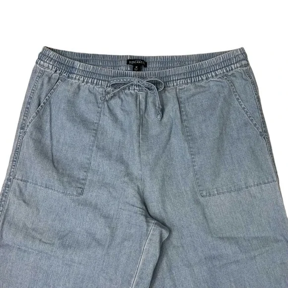 J. Crew Mercantile Chambray Pants Size M Drawstring Pockets Wide Leg Cropped - Picture 7 of 8